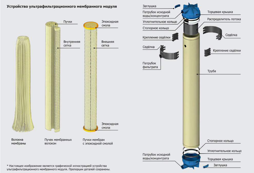 Устройство ультрафильтрационного мембранного модуля